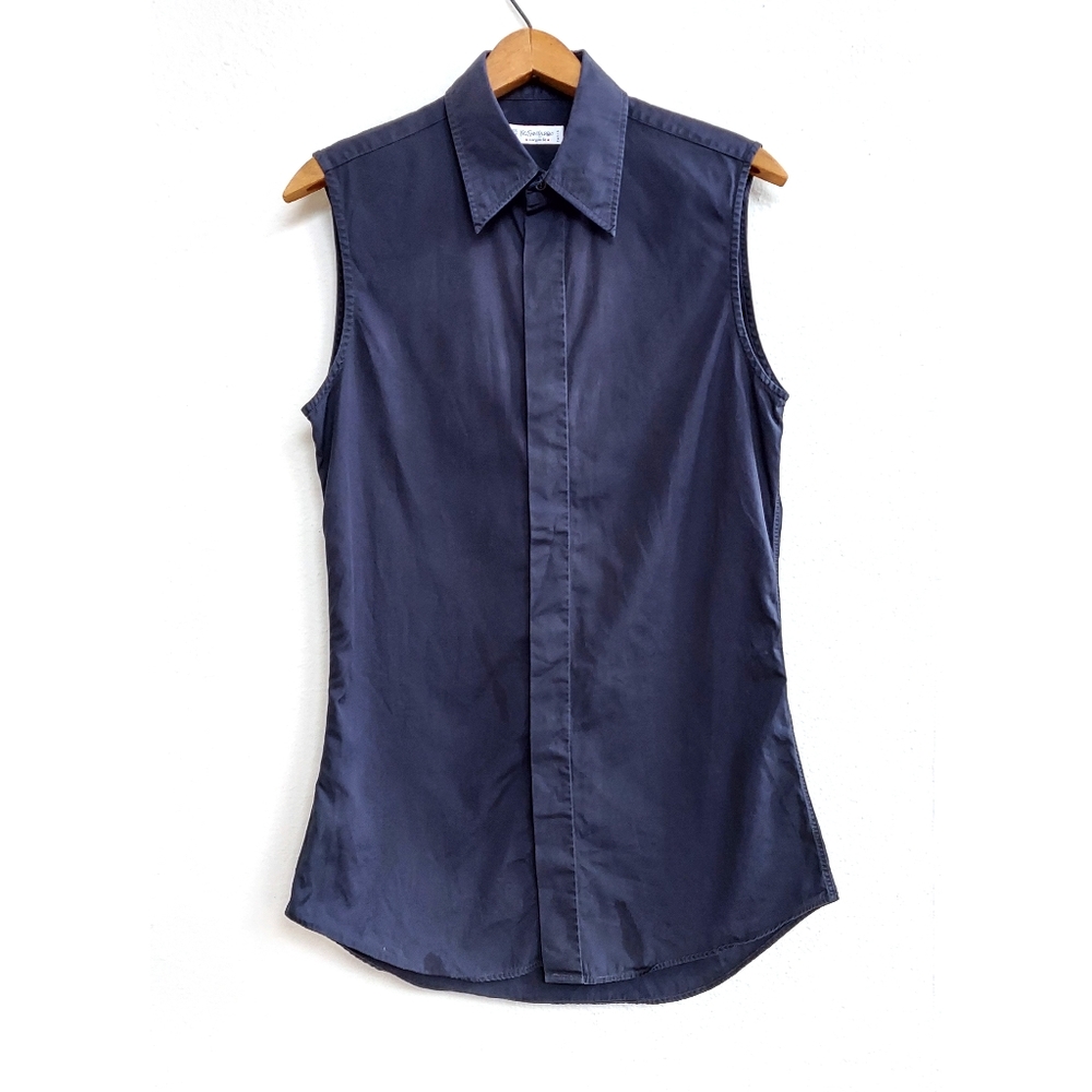 YSL VINTAGE BUTTON FRONT SLEEVELESS SHIRT